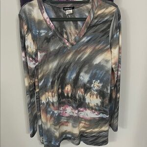 HEIMISH USA Multicolor Tie-Dye V-Neck Long Sleeve Top
